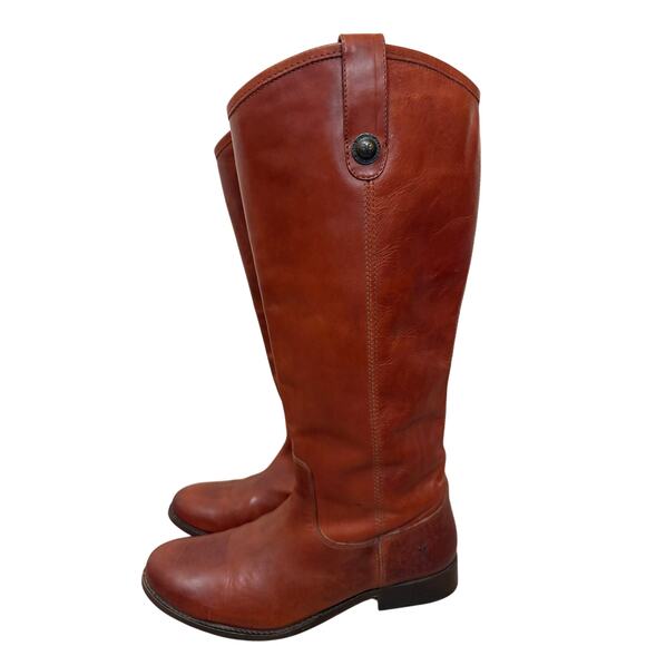 Frye Size 9 Melissa Cognac Brown Leather Button Tall Women’s Riding Boots - Picture 2 of 11